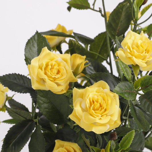 Rosier artificiel en pot de fleur Stan - H33 x Ø25 cm - Jaune