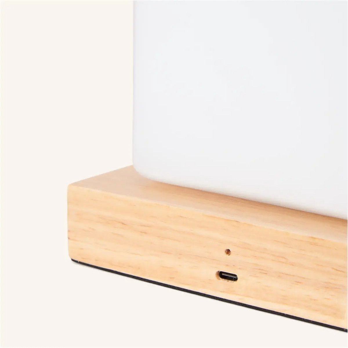 NOAH BRORN LIGHT WOODEN RECHARGable Table Lampe avec verre et poignée en bois