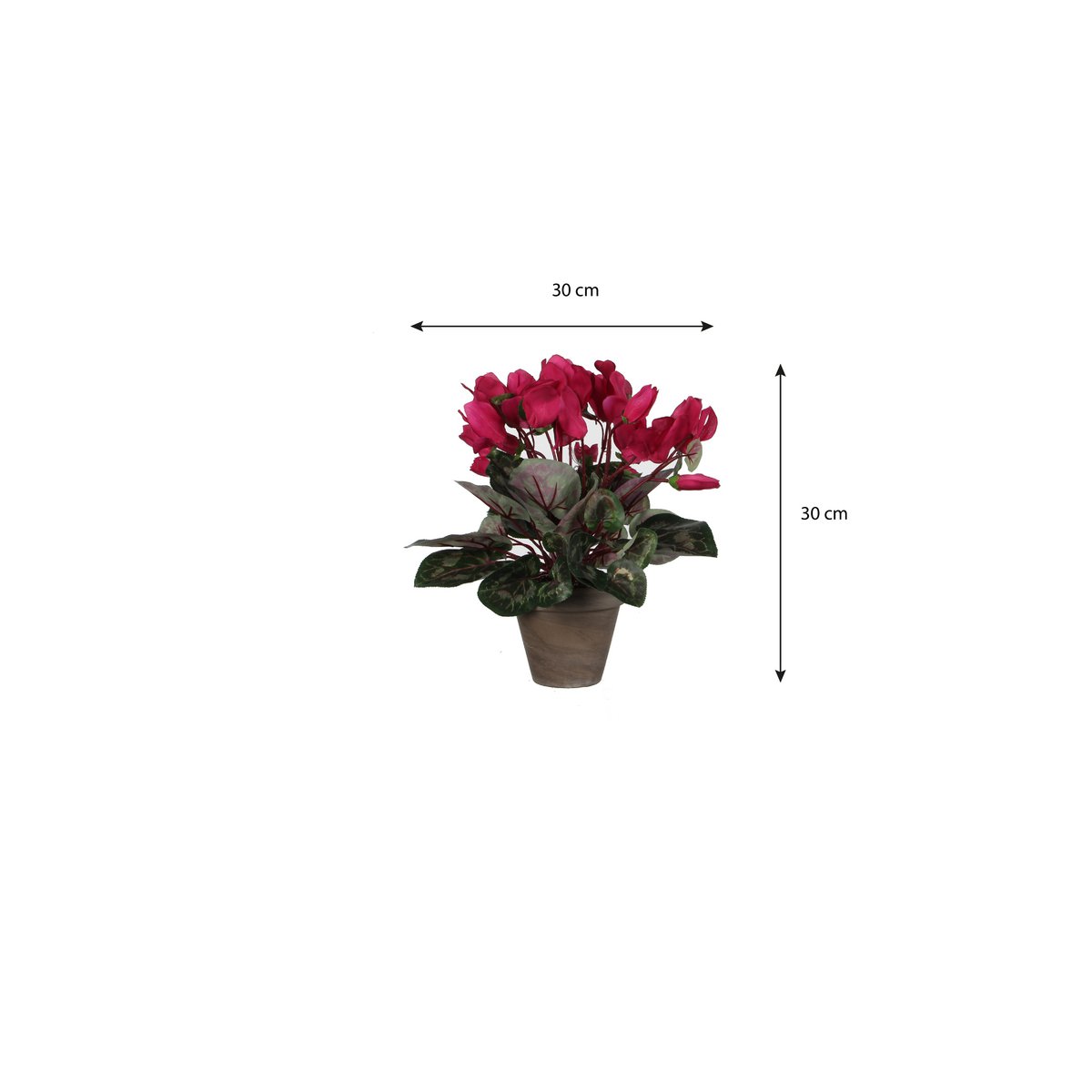 Plante Cyclamen Artificielle en Pot de Fleur Stan - H30 x Ø30 cm - Rose Foncé