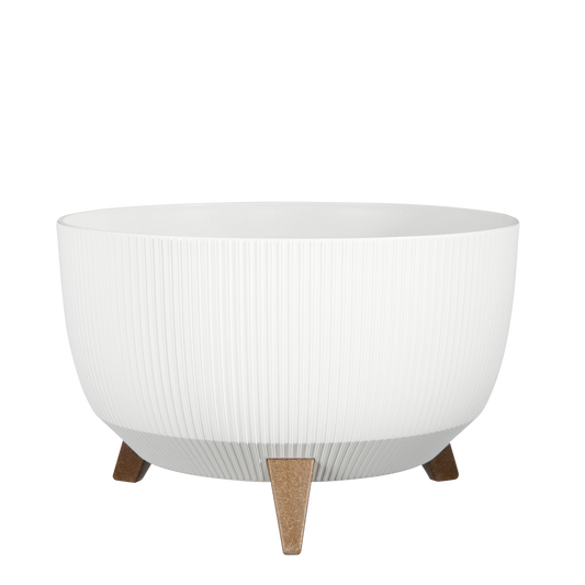 Pot de Fleurs sur Pieds Doppio - H21 x Ø40 cm - Plastique Recyclé - FSC Mix - Blanc