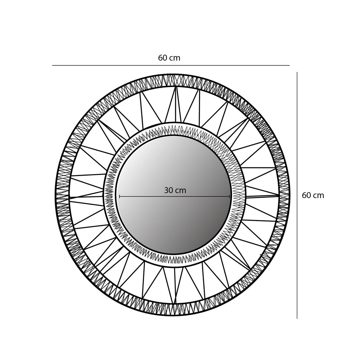 Miroir mural Ludy / H5 x Ø60 cm - Jute - Marron clair