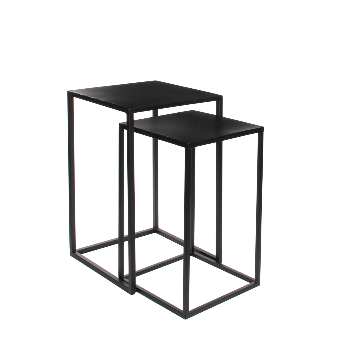 Table d'appoint Goa - Lot de 2 - L35 x l35 x H55 cm - Métal - Noir