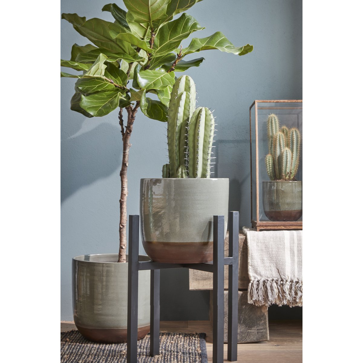 Support pour Plantes Ascot XL - L42 x L42 x H50 cm - Métal - Noir