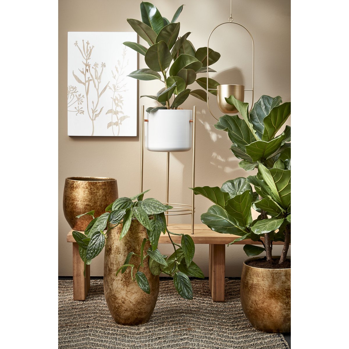 Dexter Flowerpot suspendu - L24 x B14 x H83 cm - or