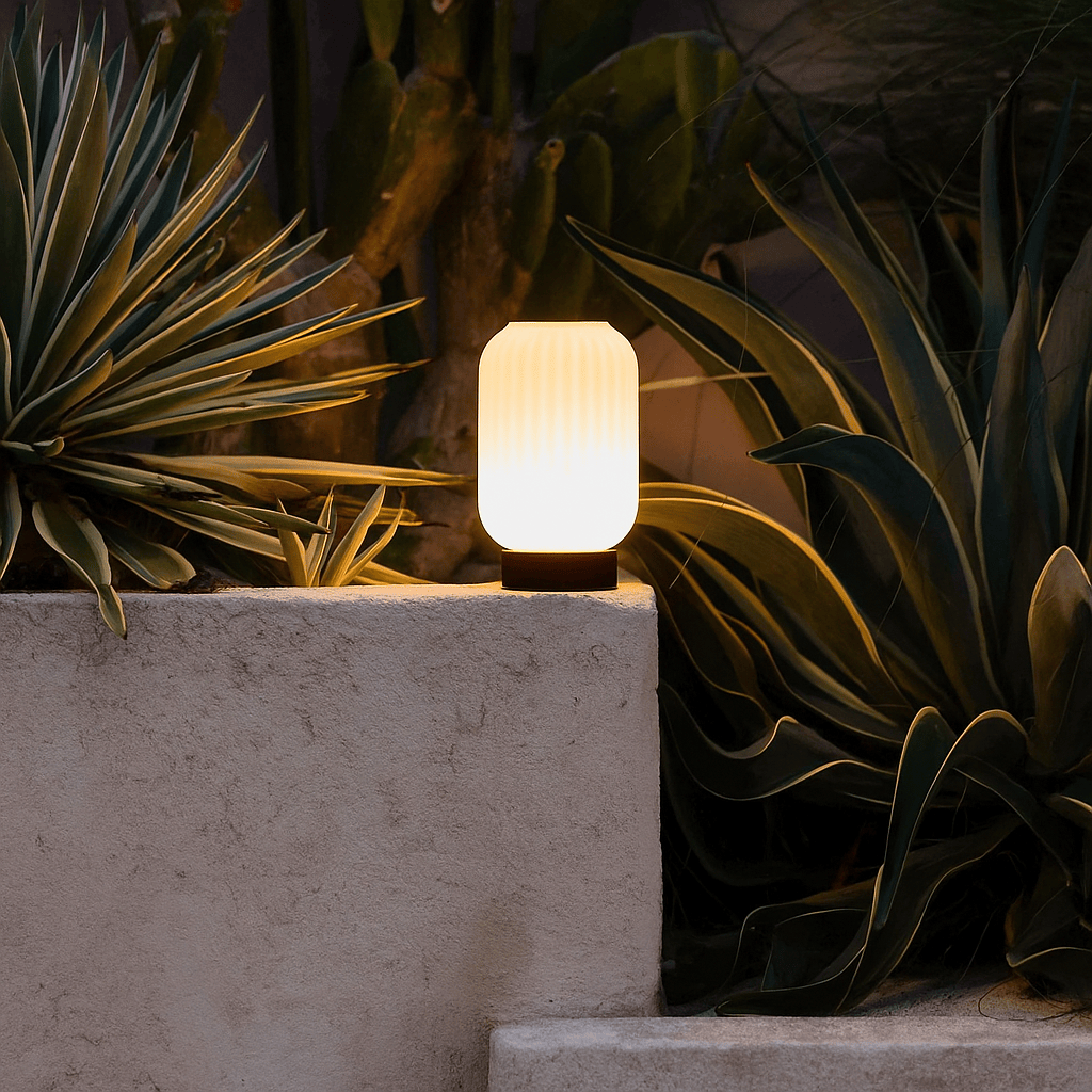 LILLY BRORN DARK BRORN UNIQUE UNIQUE LAMPE - LAMPE DE VERRE GRATITE, BASE DE BOIS, DIMMABLE, 3 MODES LUMIÈRES