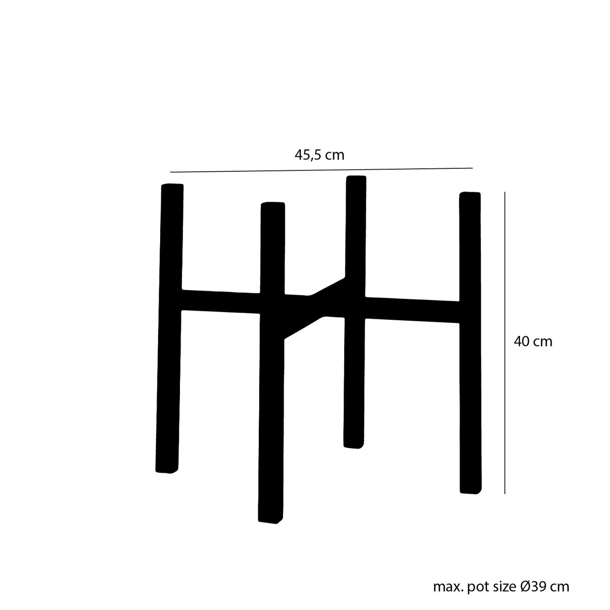 Support pour Plantes Ascot XL - L46 x L46 x H40 cm - Métal - Noir