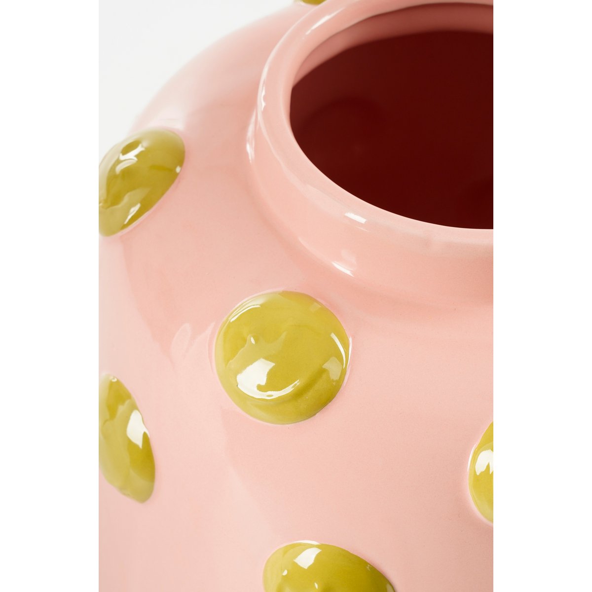 Vase Smiley - H28 X Ø29 cm - Céramique - rose clair, ocre