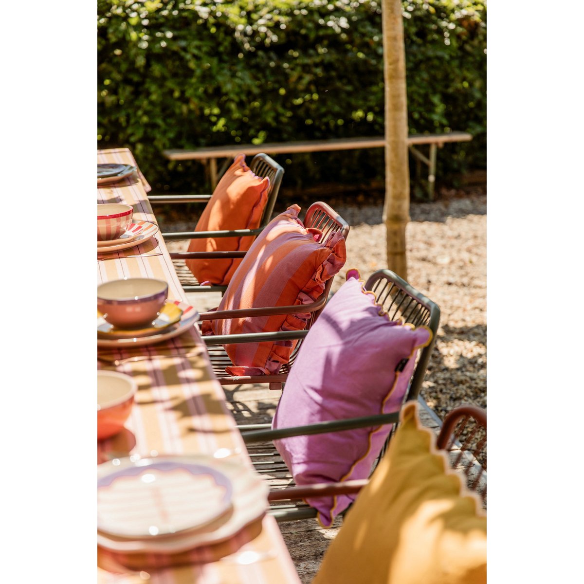 Coussin décoratif - L45 x B45 x H10 cm - Coton - Lilac, Orange