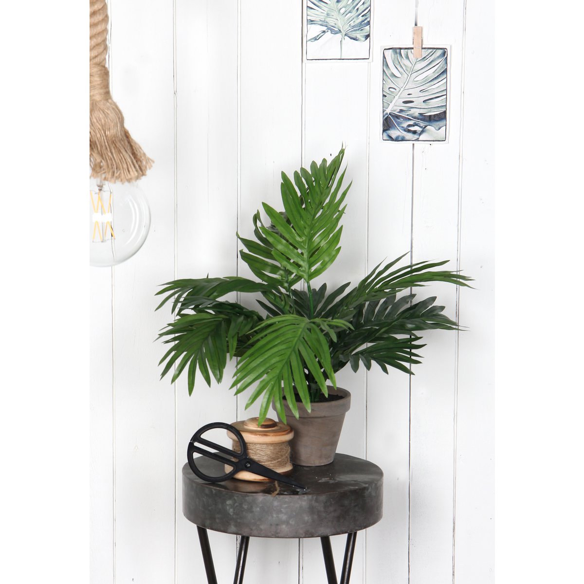 Palmier Areca artificiel en pot de fleur Stan - H45 x Ø60 cm - Vert