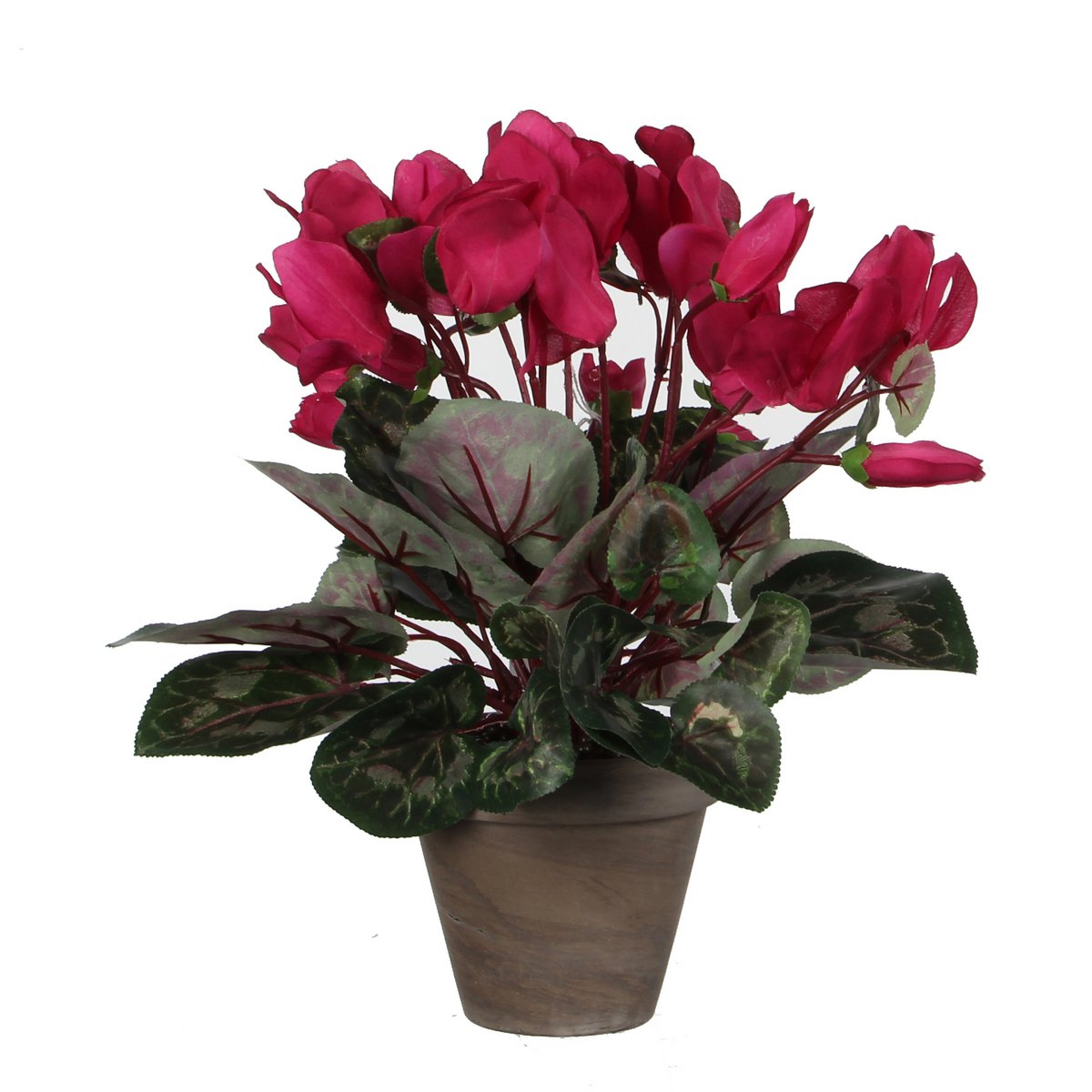 Plante Cyclamen Artificielle en Pot de Fleur Stan - H30 x Ø30 cm - Rose Foncé