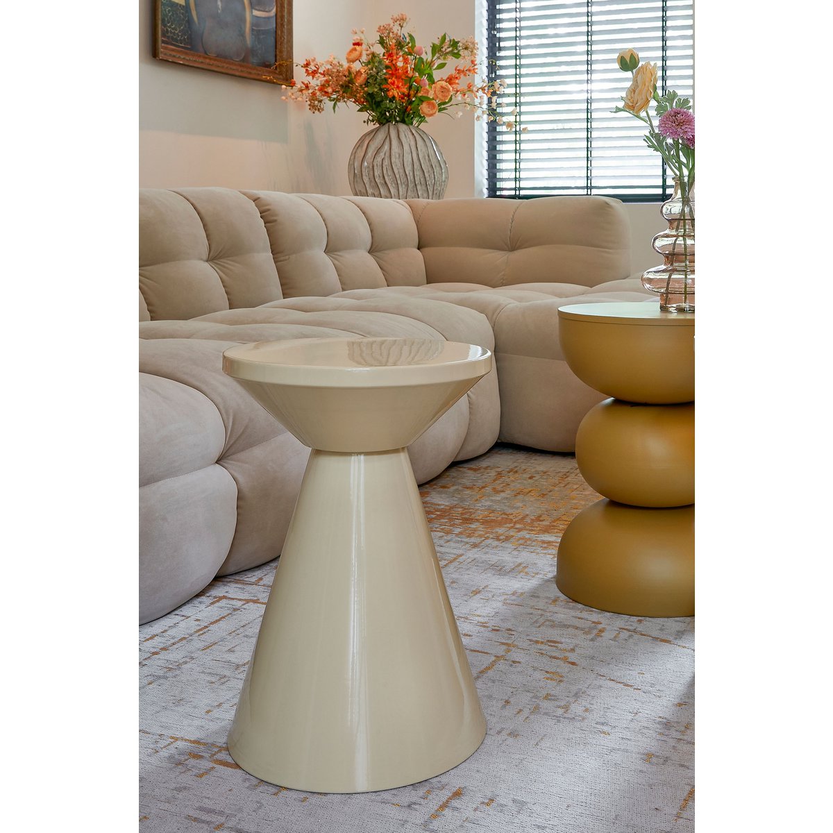 Table d'appoint Jim - H45 x Ø31 cm - Fer - beige