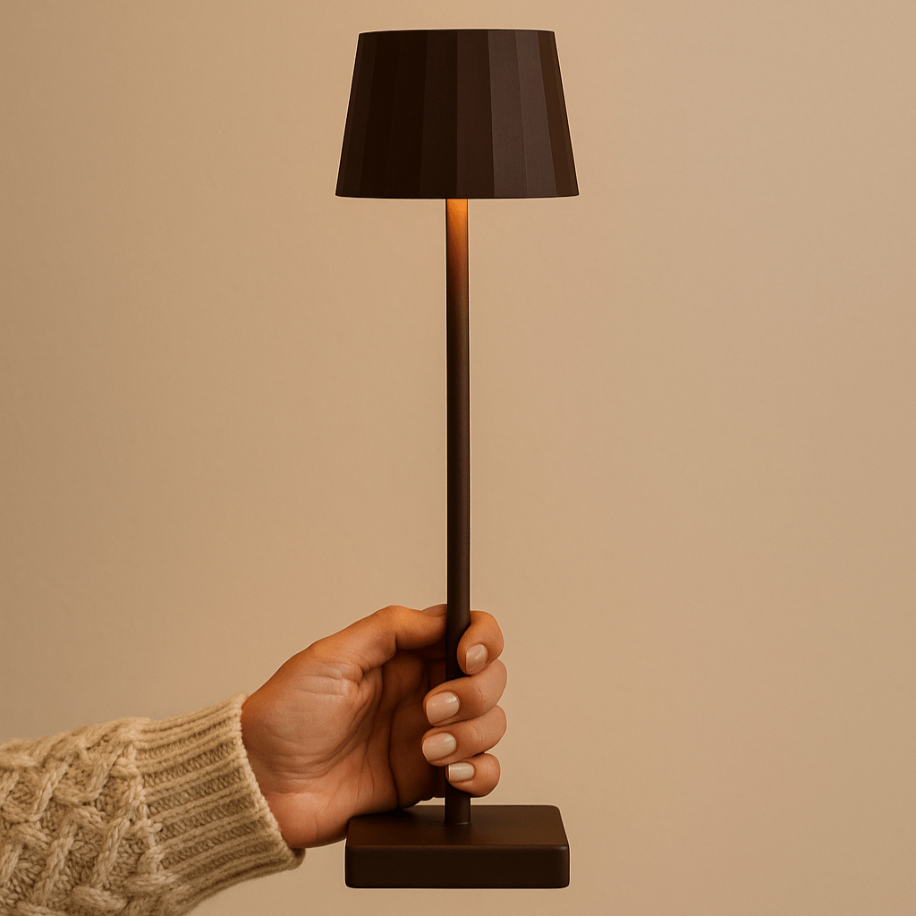 Wouter Mocha Brown Lampe de table rechargeable - Charge sans fil, Dimmable, durée de vie de la batterie de 120 heures