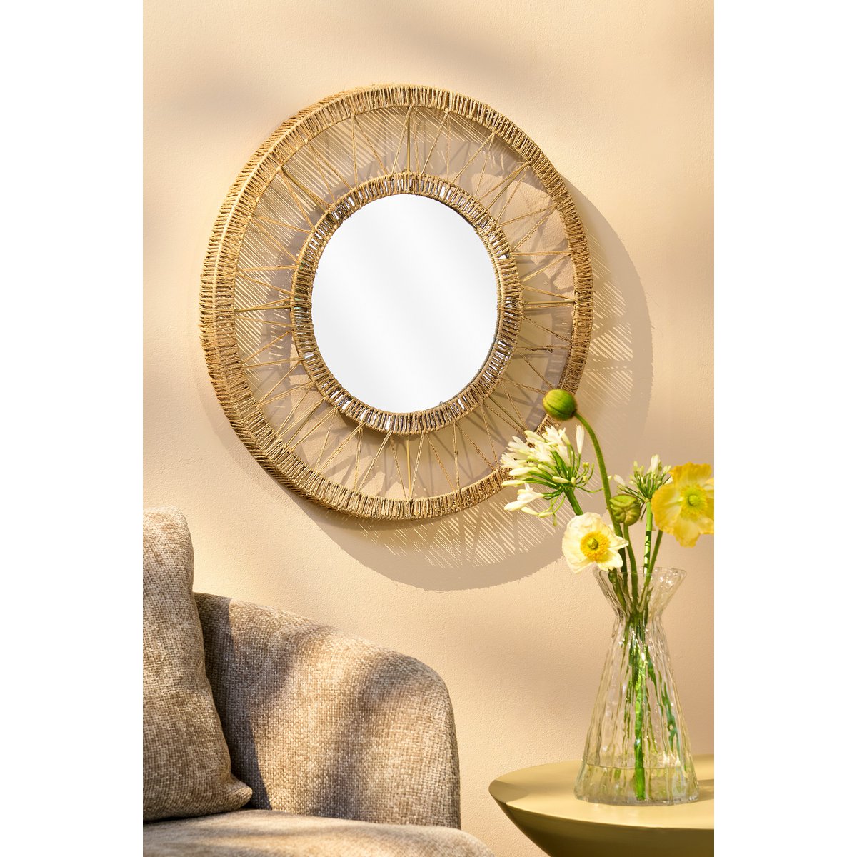 Miroir mural Ludy / H5 x Ø60 cm - Jute - Marron clair