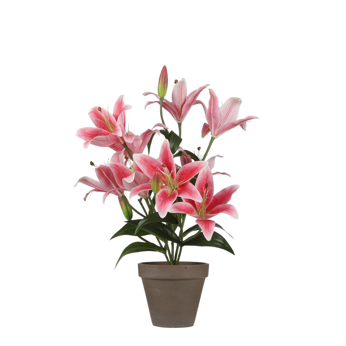Plante de Lys Tigré Artificiel en Pot de Fleur Stan - H47 x Ø45 cm - Fuchsia
