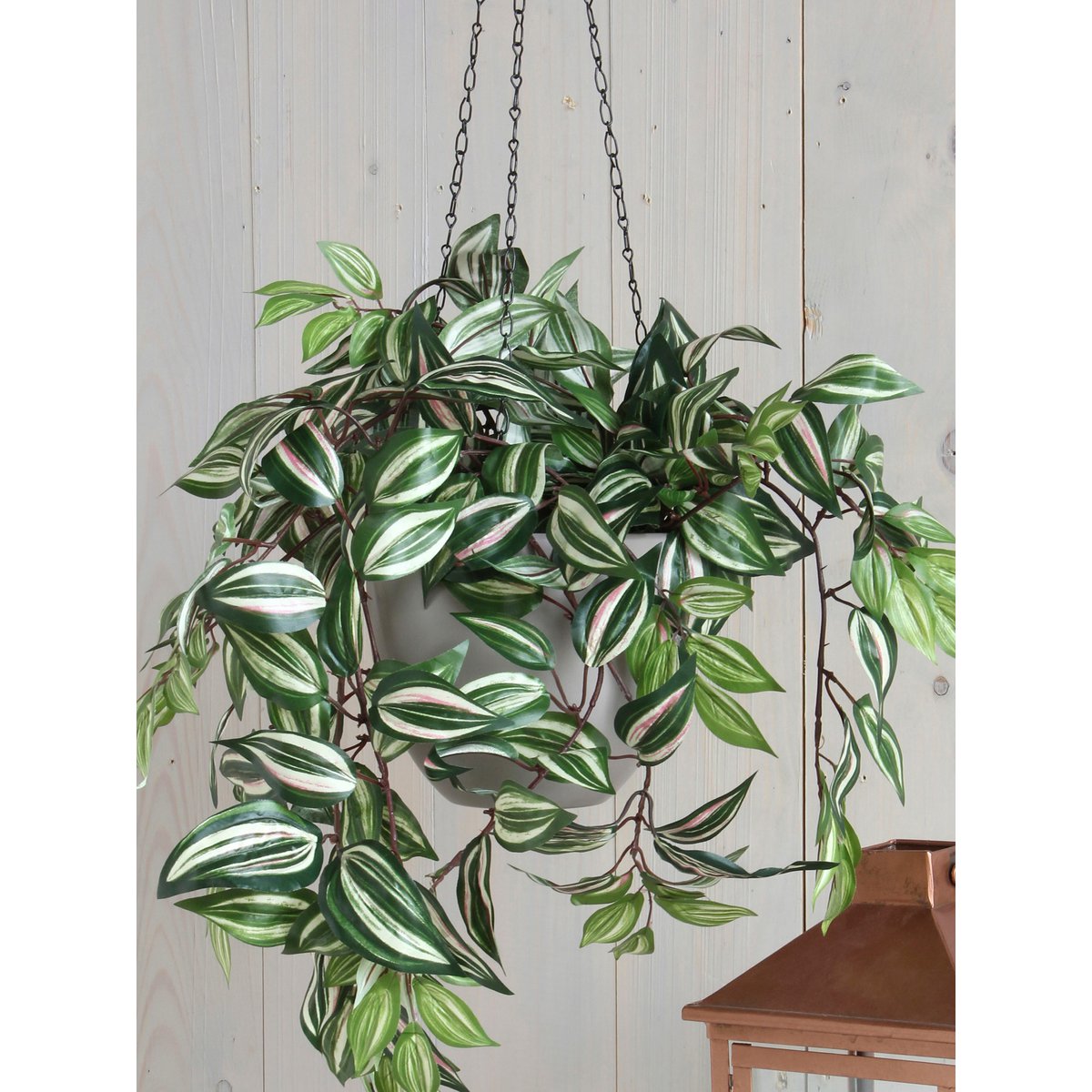 Tradescantia Plante Artificielle Suspendue en Pot de Fleur Stan - H45 x Ø25 cm - Vert