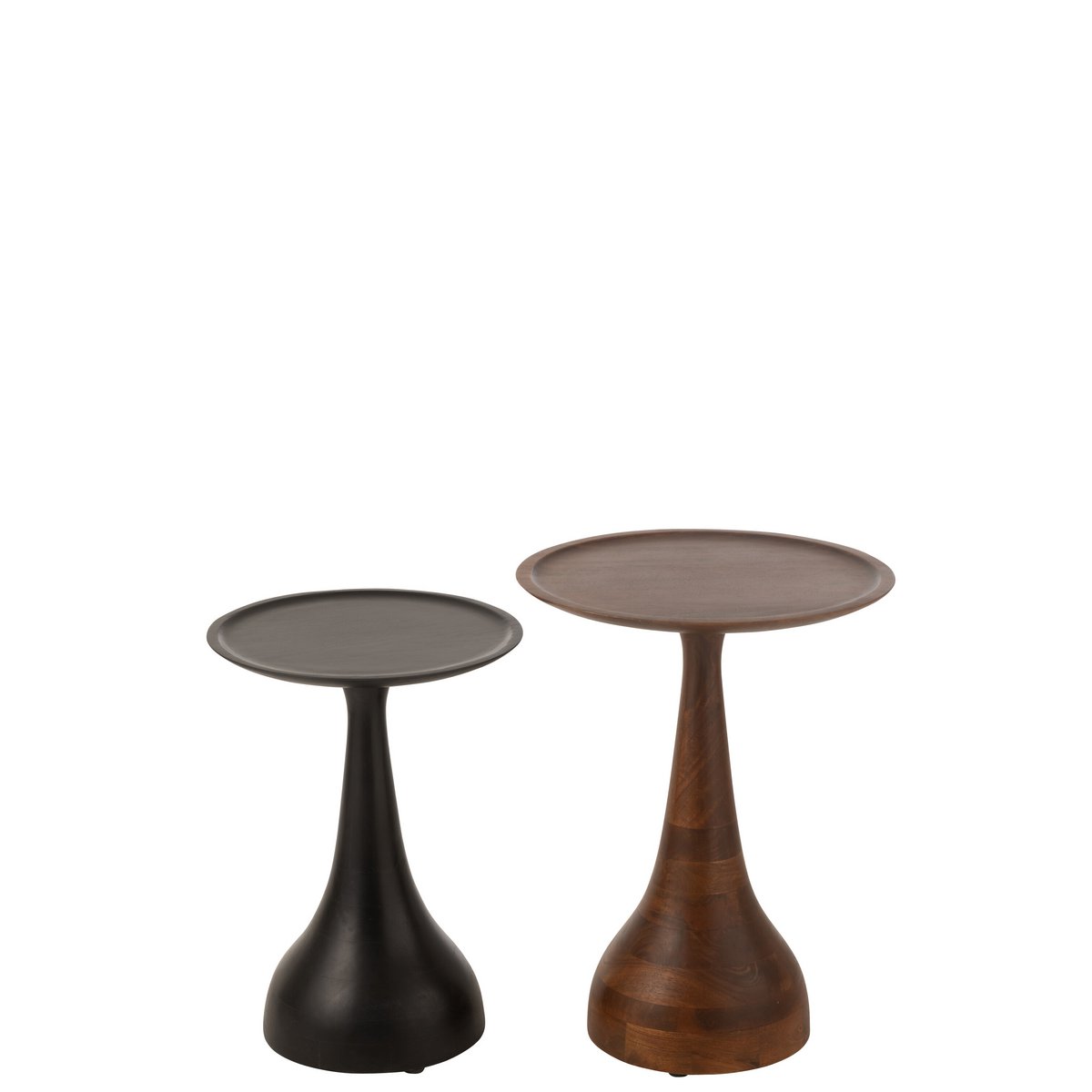 Set de 2 Tables d'Appoint Paro en Manguier Marron/Noir