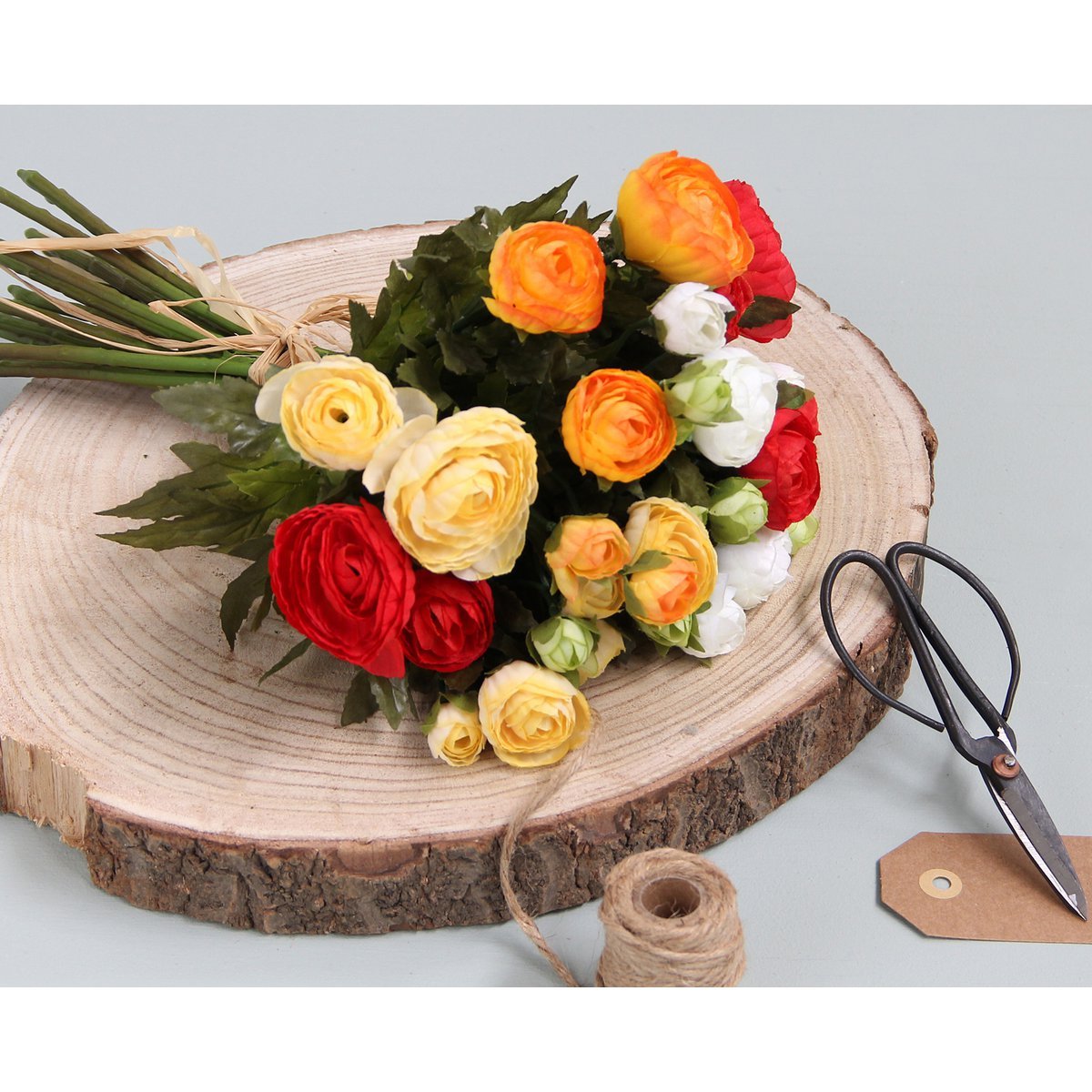 Bouquet de Fleurs Artificielles Renoncules - H35 x Ø26 cm - Orange