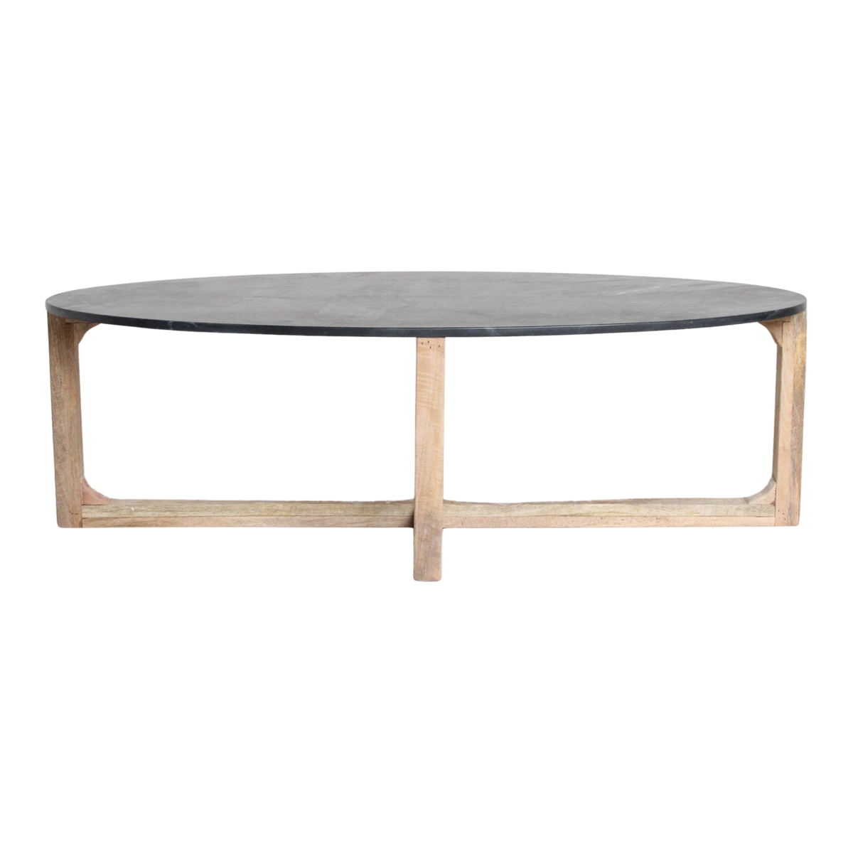 Table basse ovale en marbre - noir - 120x60x38 cm