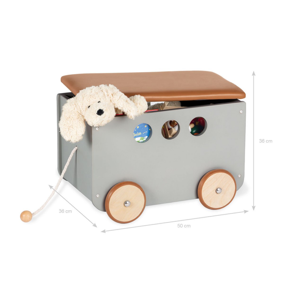 Coffre à jouets sur roulettes 'Jim', gris