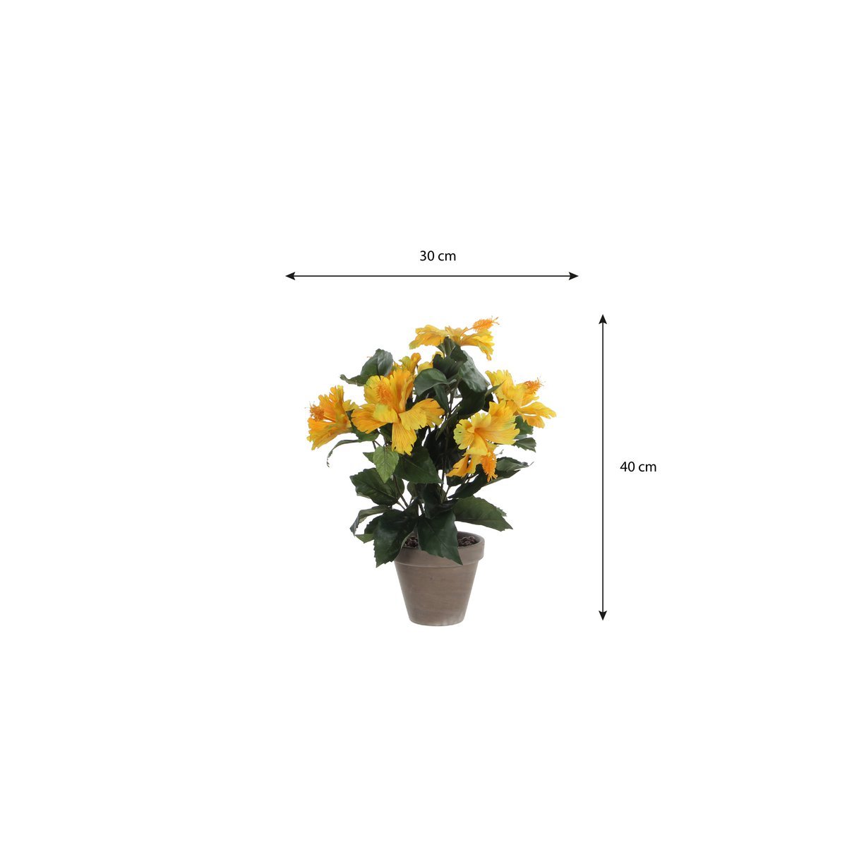 Plante d'Hibiscus Artificielle en Pot de Fleur Stan - H40 x Ø30 cm - Jaune