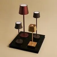 Combi set professionnel - 4 x de pijp mini moka marron marron lampes de table rechargeables et 1 x poste de charge sans fil Amstel avec Qi-Technology - parfait pour les restaurants, l'hospitalité et les hôtels