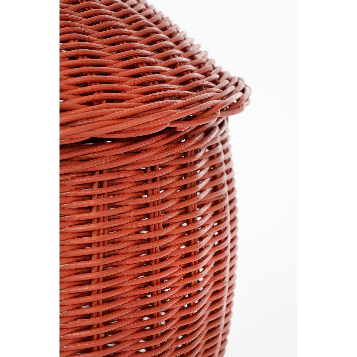 Panier de Rangement avec Couvercle - Lot de 2 - H48 x Ø30 cm - Rotin - Rouge