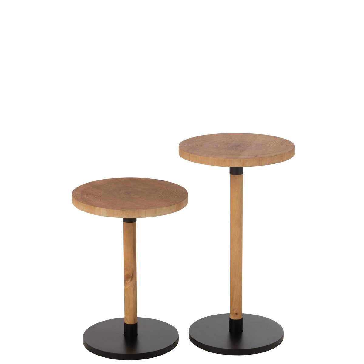 Set de 2 Tables d'appoint Ron MDF/bois de pin noir naturel