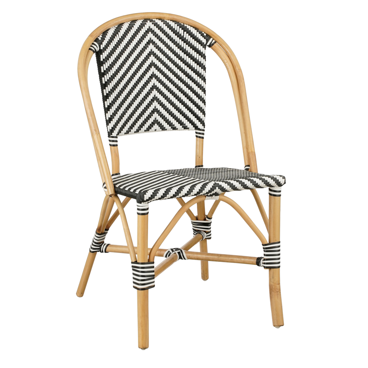 Chaise Bistro Mandox - L51 x L57 x H90 cm - Rotin - Noir, Blanc