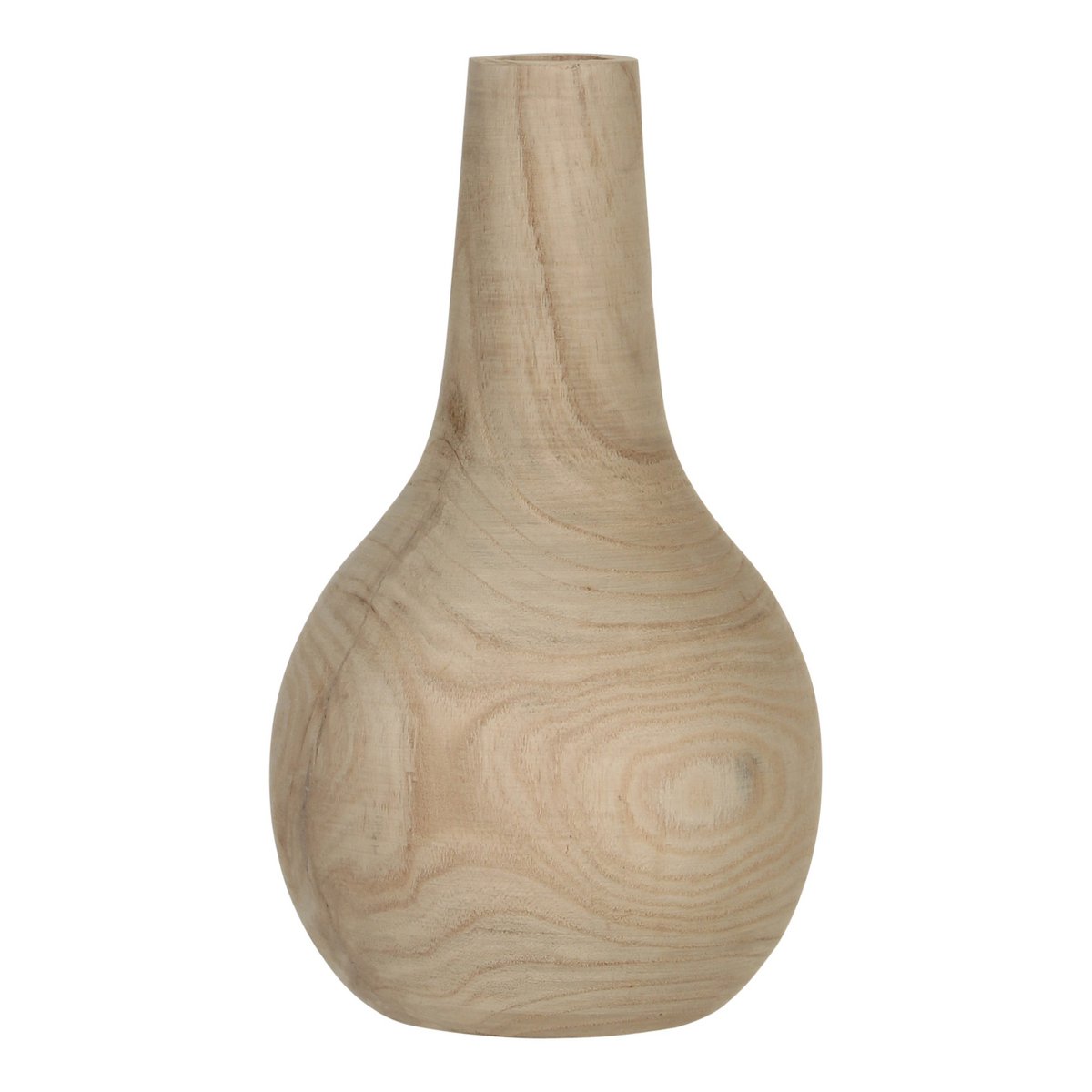 Vase Pia / H28 x Ø16 cm - Bois de Paulownia - Marron clair