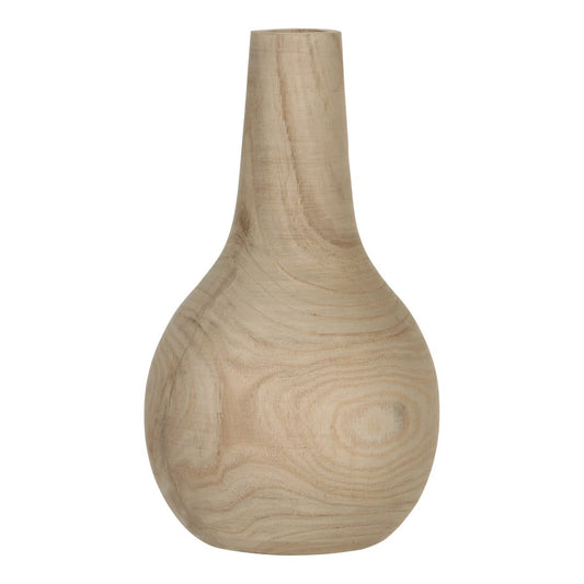 Vase Pia / H28 x Ø16 cm - Bois de Paulownia - Marron clair