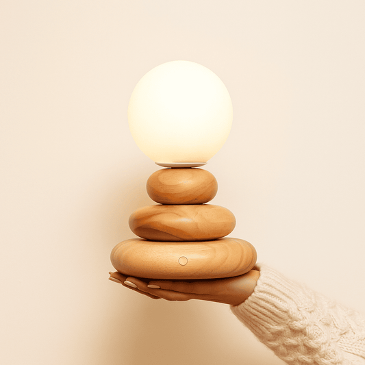 Lampe rechargeable Isabella en bois et verre - Sans fil et à intensité variable