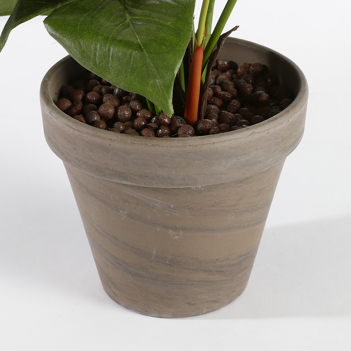 Plante Artificielle Anthurium en Pot de Fleur Stan - H40 x Ø30 cm - Rose Clair