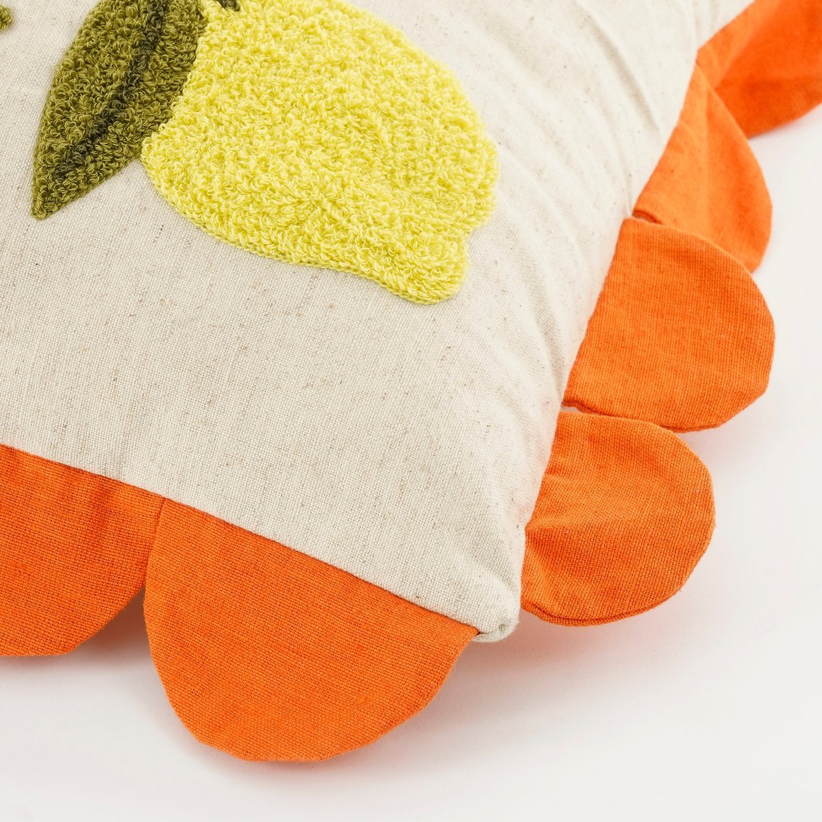 Coussin décoratif du citron - L65 x B45 x H10 cm - Coton - off-blanc, jaune, orange