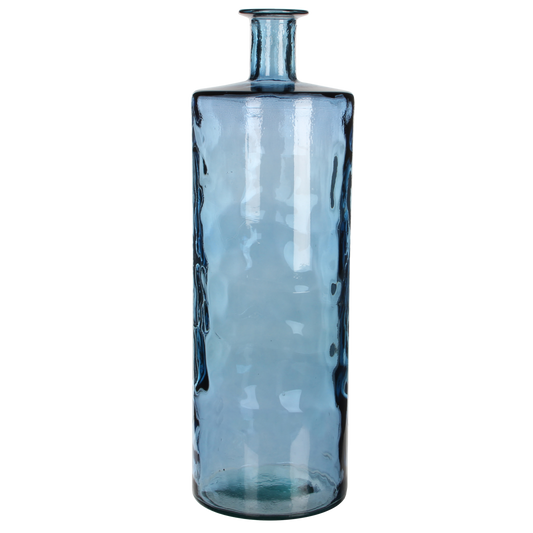 Vase Bouteille Guan - H75 x Ø25 cm - Verre recyclé - Bleu