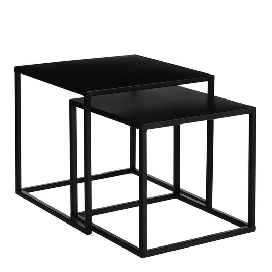 Table d'appoint Goa - Lot de 2 - L35 x l35 x H33 cm - Métal - Noir