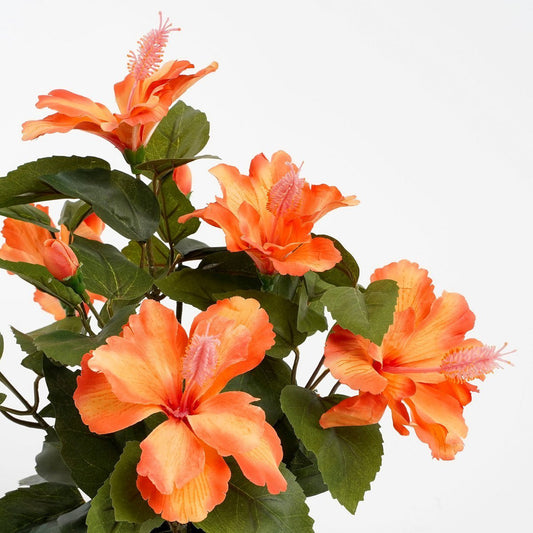 Plante d'Hibiscus Artificielle en Pot de Fleur Stan - H40 x Ø30 cm - Orange