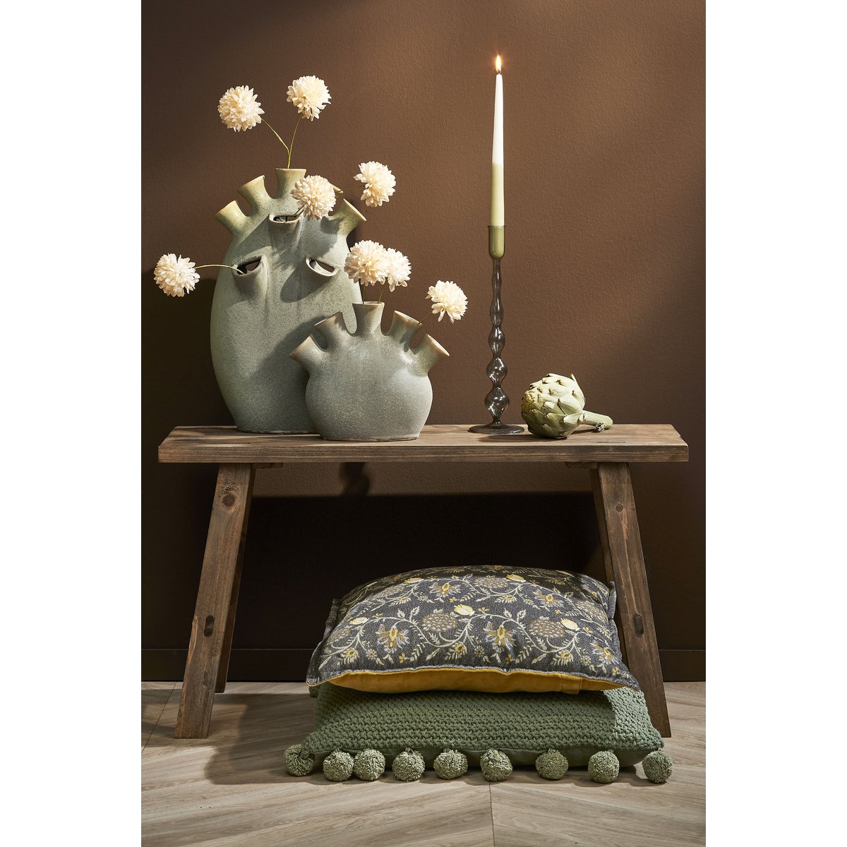 Banc en Bois Bold - L80 x L37 x H44 cm - Bois Recyclé - Marron