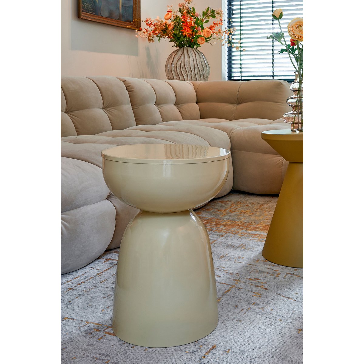 Table d'appoint Elliot - H45 x Ø32 cm - Fer - beige