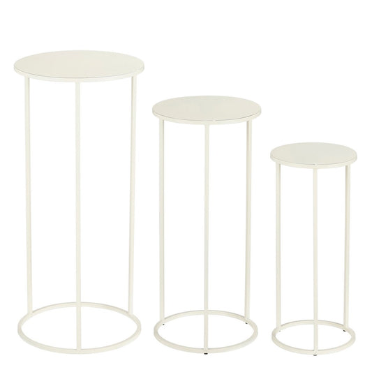 Table d'appoint quinty - Ensemble de 3 - H70 x Ø32 cm - Métal - Off-blanc