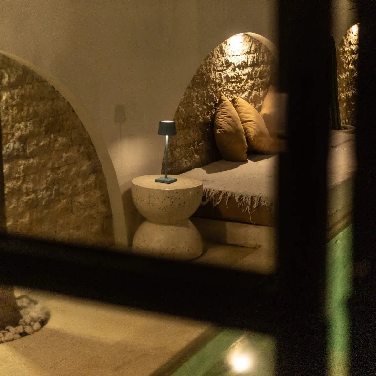 Lampe de table en fer rechargeable bleue William Amsterdams – Intensité variable, batterie 120 heures, USB-C