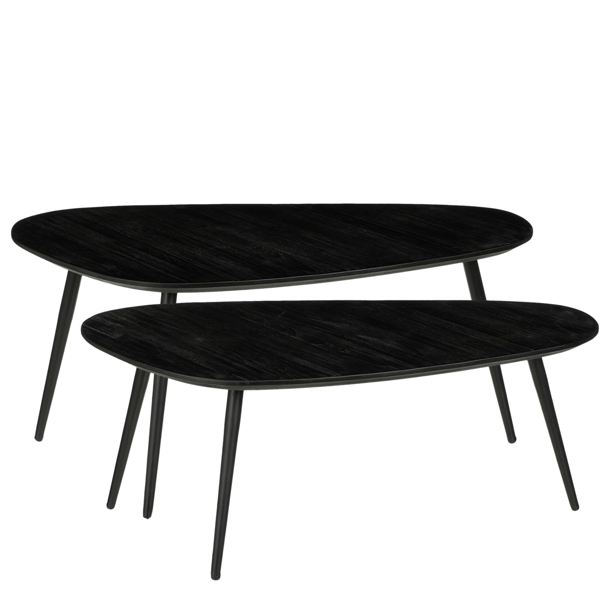 Table d'Appoint Jailey - Lot de 2 - L84 x L39 x H39 cm - Bois Recyclé - Noir