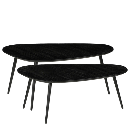 Table d'Appoint Jailey - Lot de 2 - L84 x L39 x H39 cm - Bois Recyclé - Noir