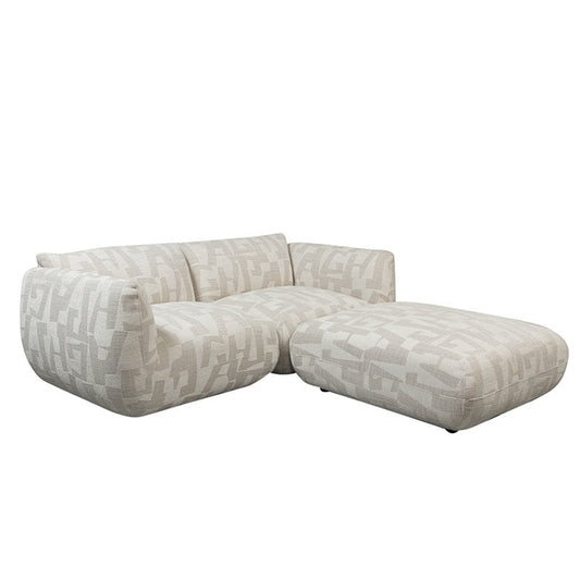 Canapé Amsterdam 2,5 places + pouf Glyphes Blancs