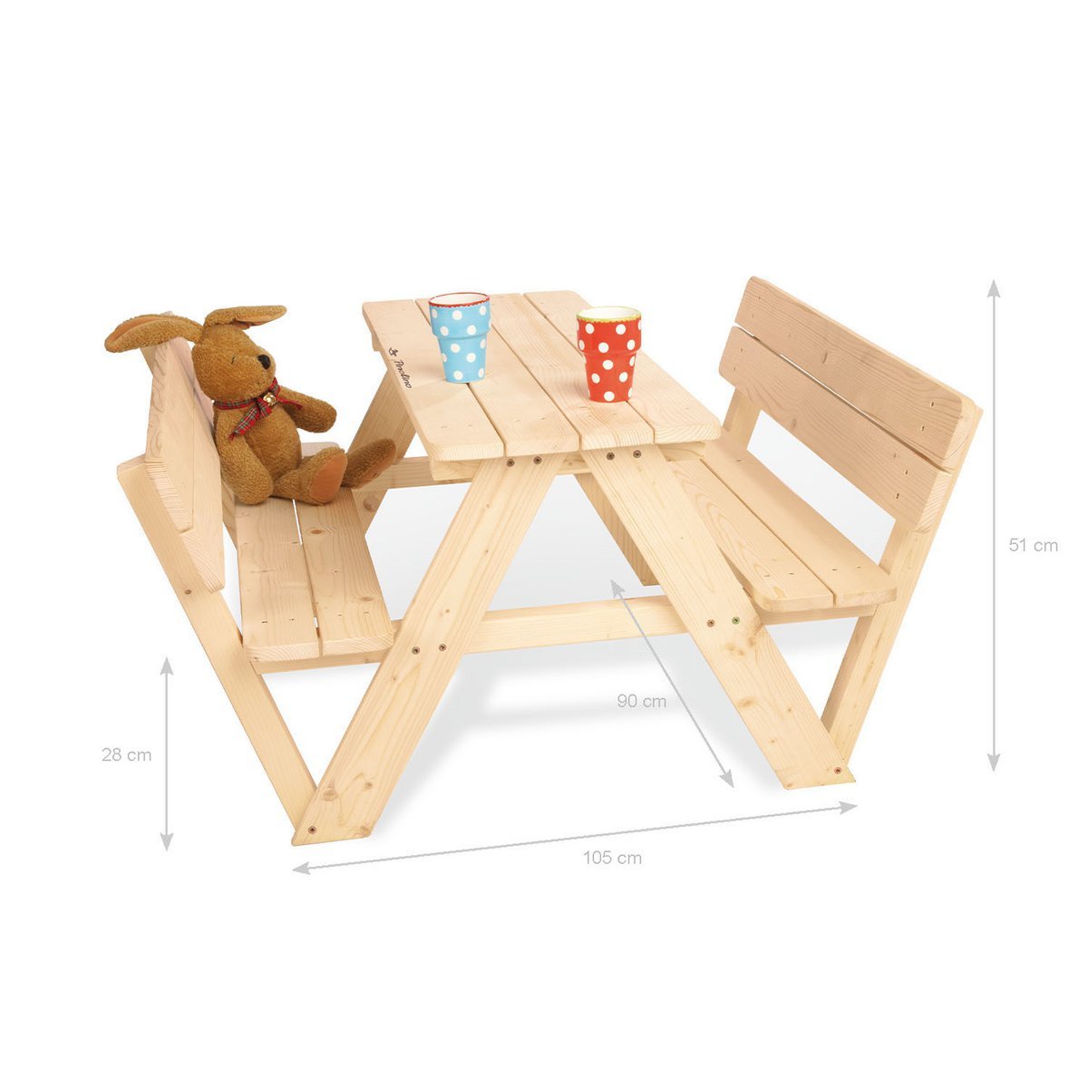 Banc de pique-nique pour enfants 'Nicki für 4 mit Lehne', naturel