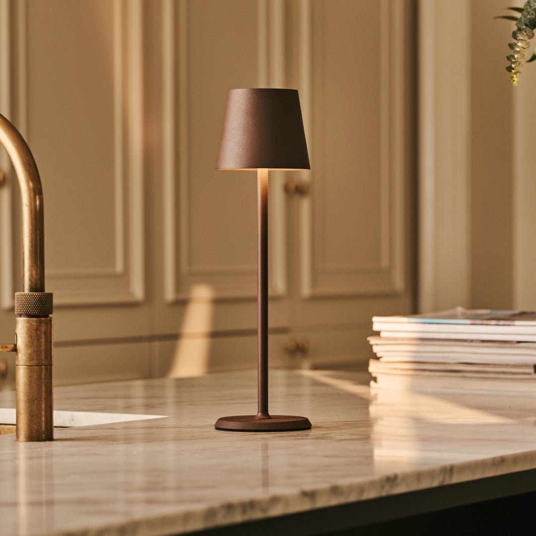 Jasper Mocha Brown - Cordless lamp with battery L metal, smart and 3 light stages