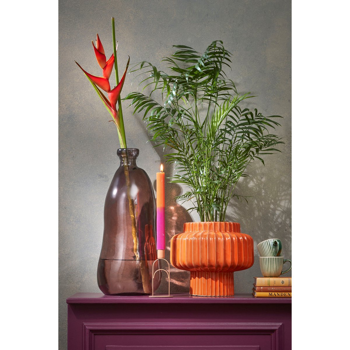 Vase Pinto - H51 x Ø22 cm - Verre recyclé - Marron foncé