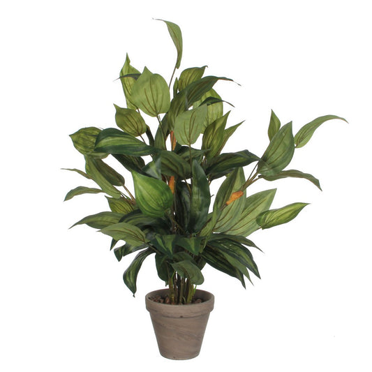 Plante Hosta Artificielle en Pot de Fleur Stan - H65 x Ø40 cm - Vert