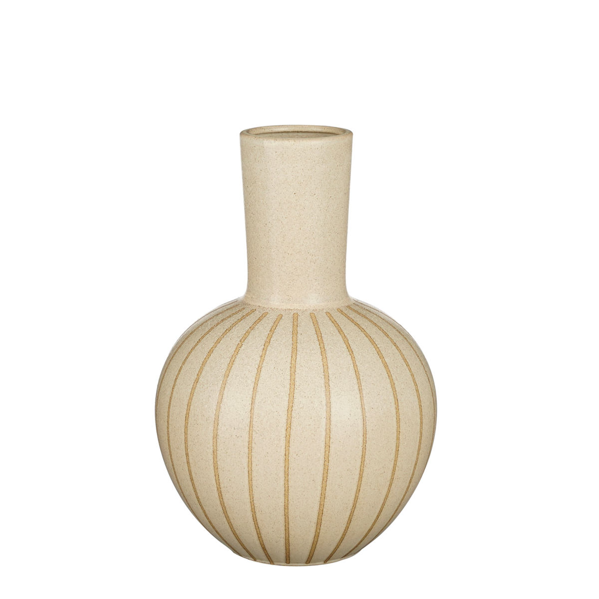 Holm | Vase en céramique crème à lignes graphiques