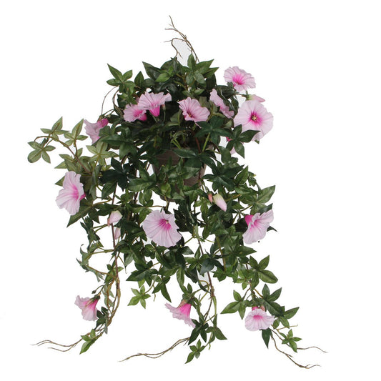 Plante artificielle à suspendre en pot de fleurs Stan - L25 x l45 x H50 cm - Rose