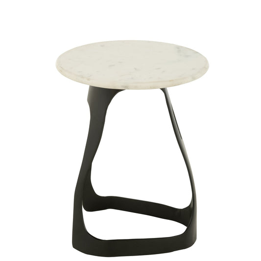 Table d'appoint - aluminium/pierre - noir/blanc - L